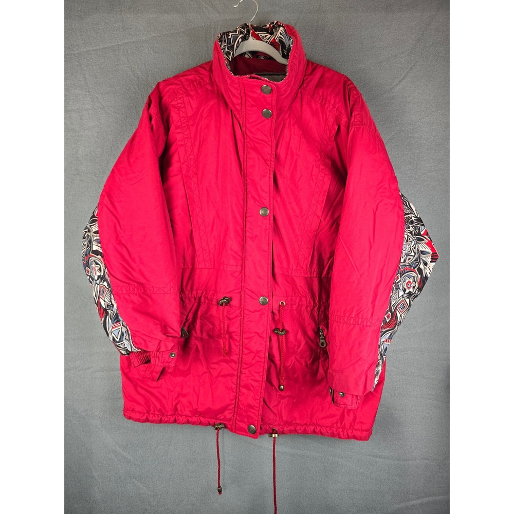 Vintage Cabela's Women's Winter Parka Jacket Red Hooded Outdoor Coat Size L